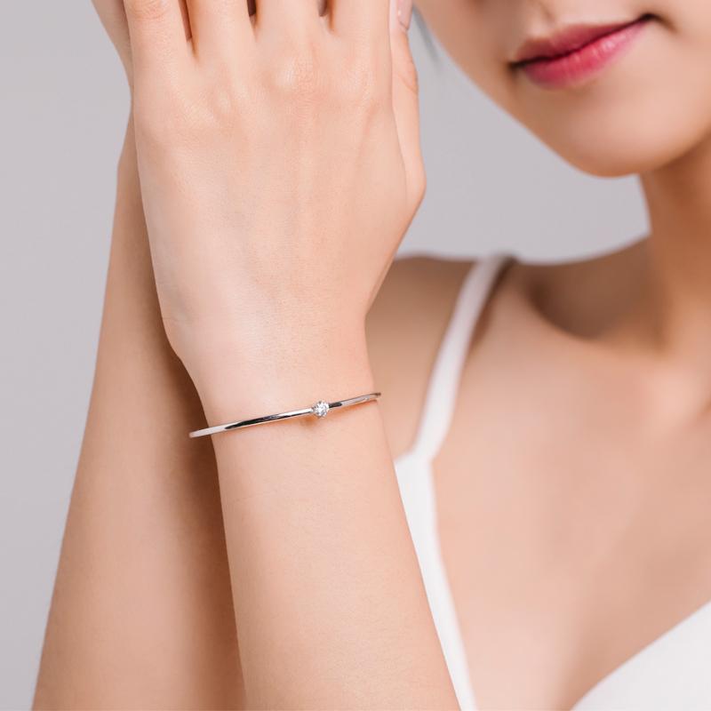 MODIAN Стерлингового серебра 925 пробы, круглый прозрачный браслет с десятью сердцами и CZ, открытый браслет для женщин, ювелирные украшения, регулируемый браслет, подарки