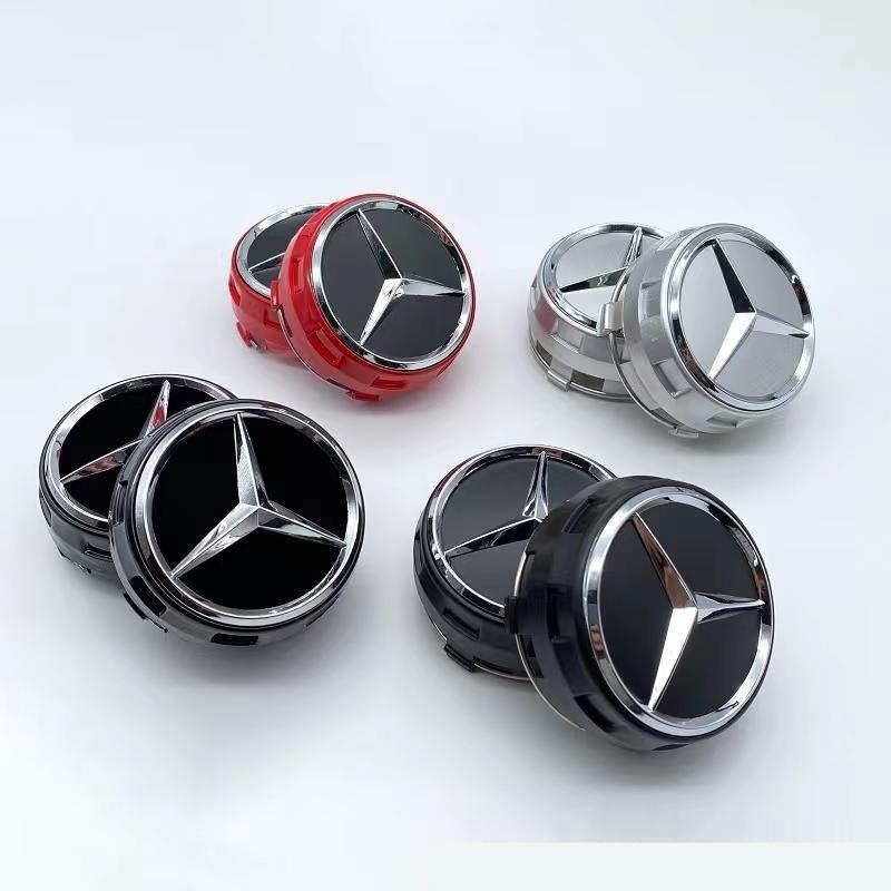 CDR4 4Pcs 75MM Car Wheel Center Hub Cap Cover For Mercedes Benz A B C S Class AMG W212 W205 W204 W211 W213 CLA GLC W176 W221 Sticker