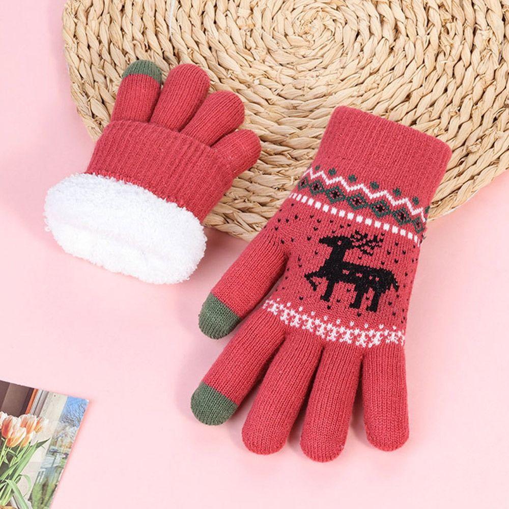 Fleece Lining Winter Gloves Cold-proof Knitted Gloves Fashion Warm Gloves Women Men