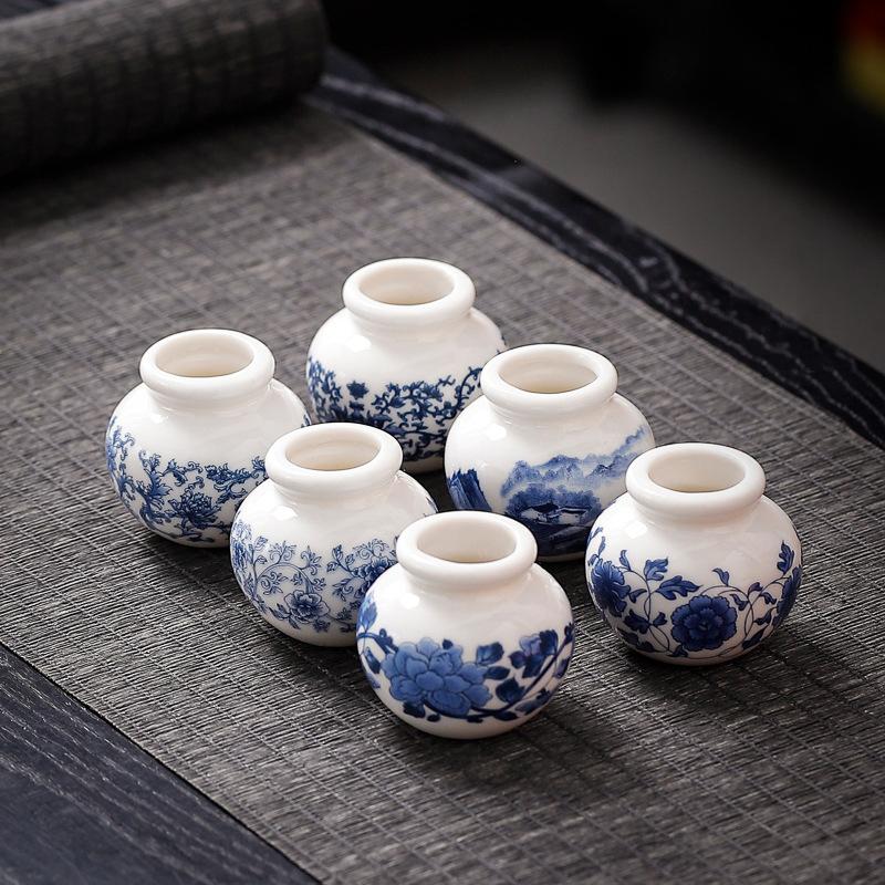 1 шт. Мини-ваза креативная сине-белая маленькая банка для украшения дома супер маленькая ваза сине-белая фарфоровая 4,5x4 см