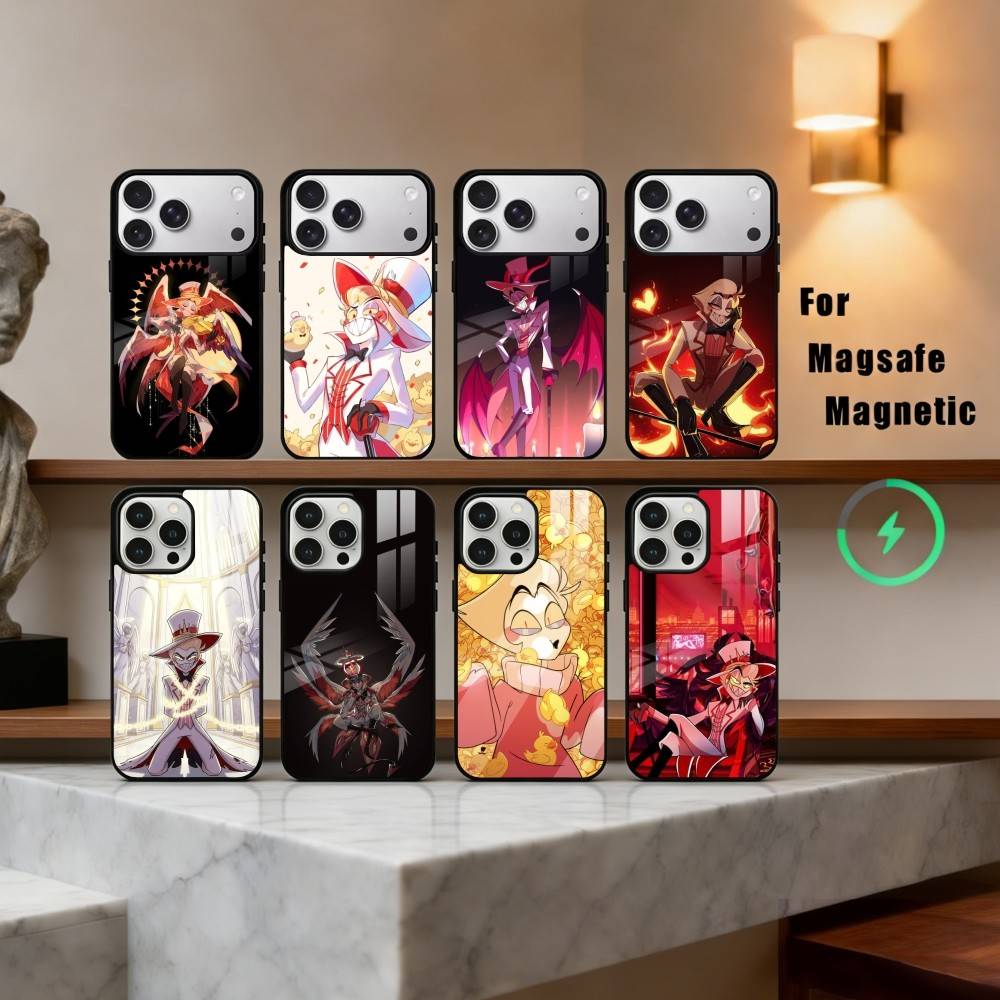 H-Hazbin H-Hotel L-Lucifer M-Magne Чехол для телефона для iPhone17,16,15,14,13,12,11 Plus,Pro Max Магнитный для Magsafe Беспроводной зарядки