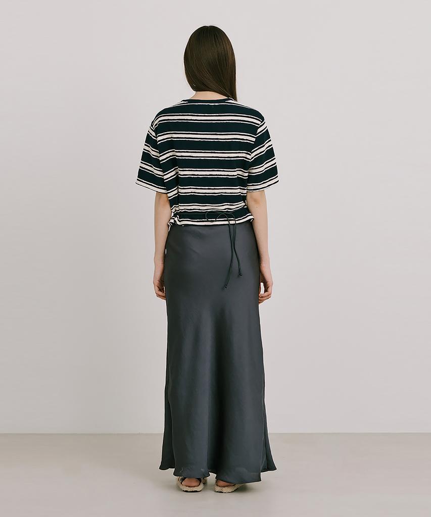 WNDERKAMMER Stripe Jacquard Knit Short Sleeve T-Shirt_Navy