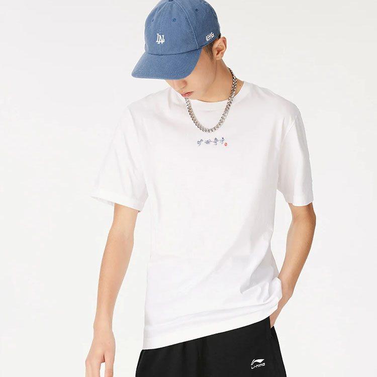 Футболки из коллекции Li Ning Sports Life для мужчин, с круглым вырезом, средняя посадка, AHSS371-1
