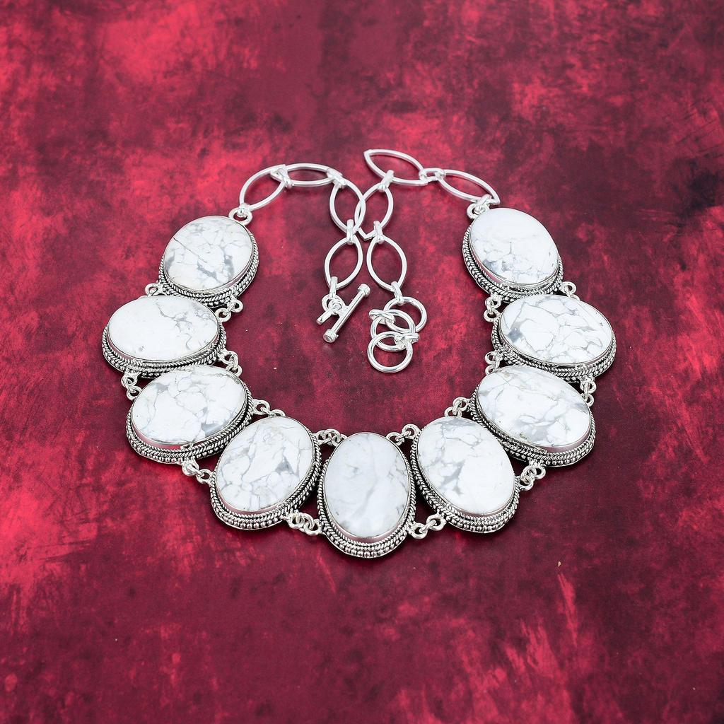Howlite Necklace, 925 Solid Sterling Silver Jewelry, Gemstone Jewelry, Handmade Necklace, For Wedding Gift