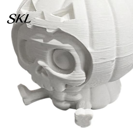 Small Limbs Pumpkin Figurine Skull Ornament, Hollow Ghost Face Design, 3D Printed Matte White Ornament Detailed Layered Halloween Figurine,