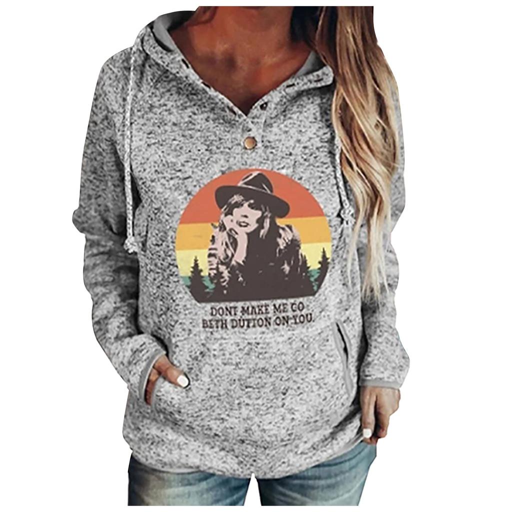 Women's Printed Round Neck Long Sleeve Pullover Casual Sweatshirt