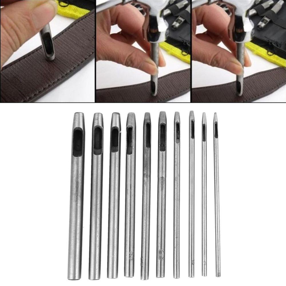 10 Pcs Round Hollow Punch Set 0.5mm-5.0mm Punch Tool Kit Leathercraft & DIY Crafting