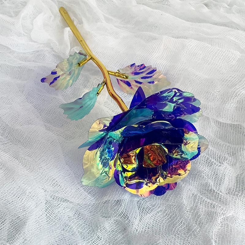 10 шт., красочные золотые розы, навсегда сохранившиеся длинные стебли розы, искусственные цветы, Радужный цветок розы, лучшие подарки на День матери, День Благодарения