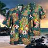 2026 Mens Loose Breathable 3D Print Hawaiian Short Sleeve Shirt Fashion Collared Casual Top