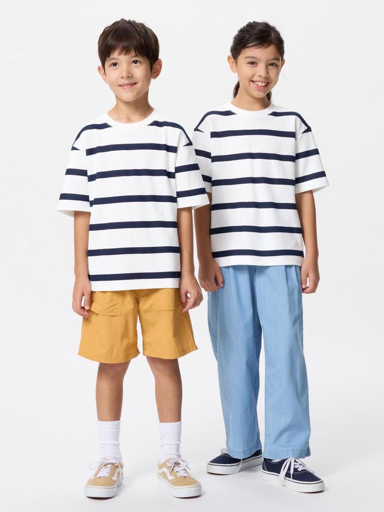 Uniqlo Kids Airism CoTTon STripe Crewneck T