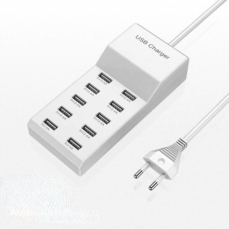 10-портовая USB-зарядная станция мощностью 50 Вт: Интеллектуальная защита от короткого замыкания и распределения питания для нескольких устройств
