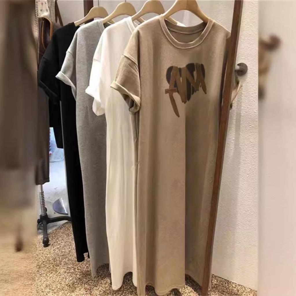 Женское летнее повседневное платье в корейском стиле, свободного кроя, средней длины, выше колена