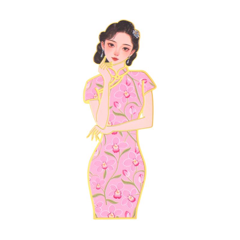 Qipao Series Retro Brass Cutout Bookmarks - Creative Ancient Style Design
