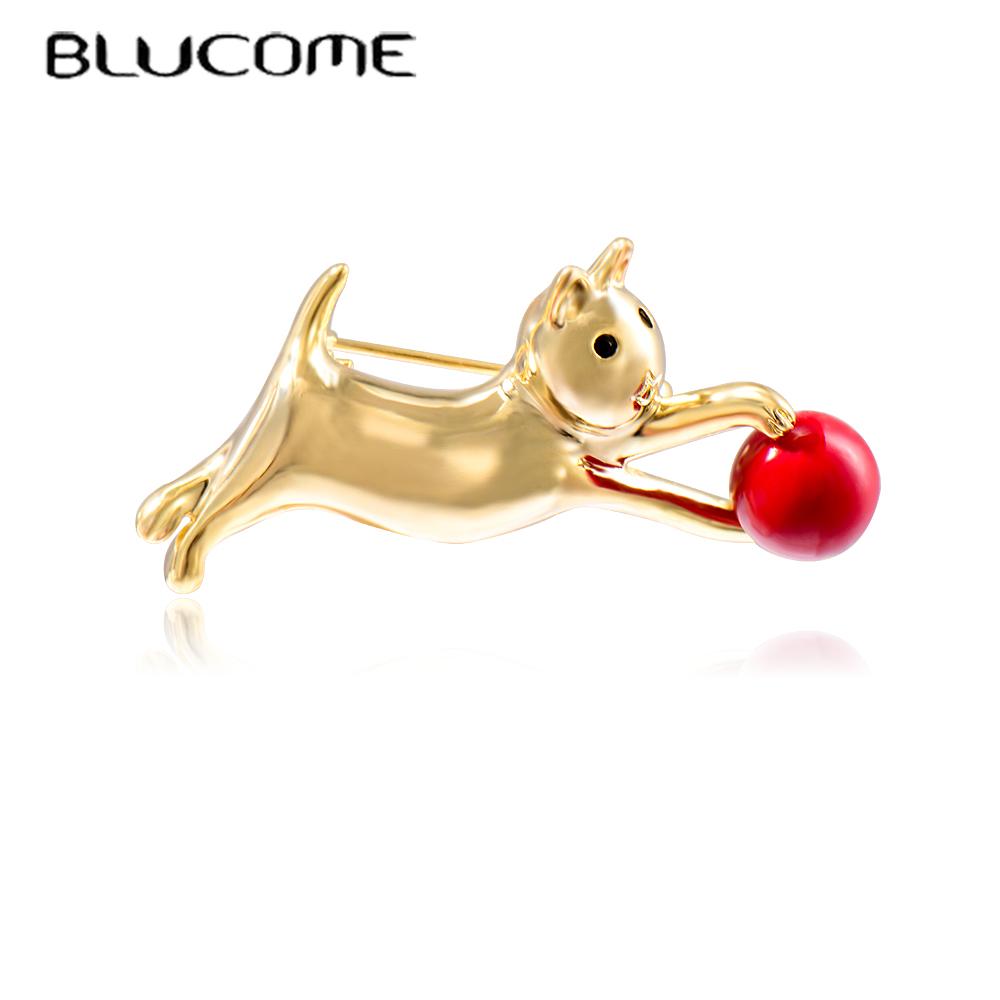 Blucome Милый маленький кот, брошь в форме мяча, золотой цвет, корсажный костюм, сумка, шарф, шляпа, булавки, украшения для женской одежды