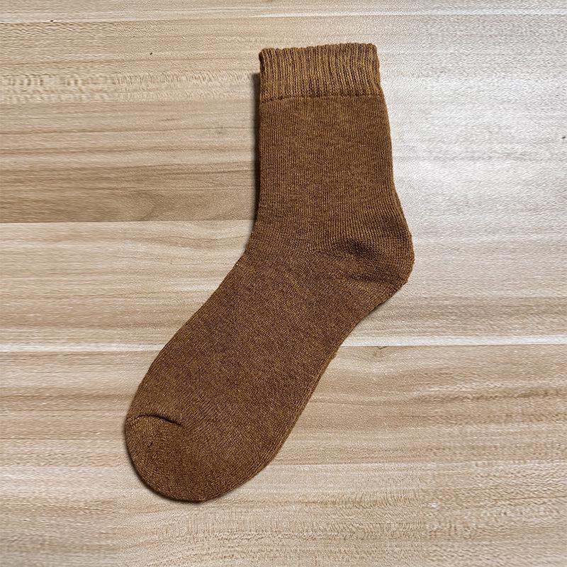 Женские осенне-зимние махровые носки - на бархатной подкладке, толстые, средней длины, однотонные, теплые, в стиле полотенца.