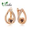 MINTHA Black Cubic Zirconia Stud Earrings For Women Rose Gold Color Clip Earrings Hypoallergenic Earrings for Birthday Party Jewelry Gift