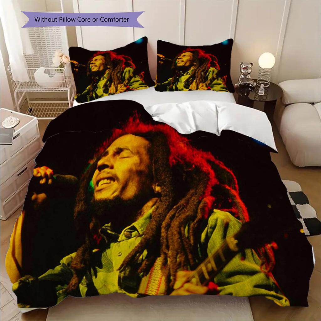 Bob Marley Art Set Bedding 1 Duvet Cover 2 Pillowcase Without Core Bedding Set Christmas Birthday Gift Soft And Comfortable
