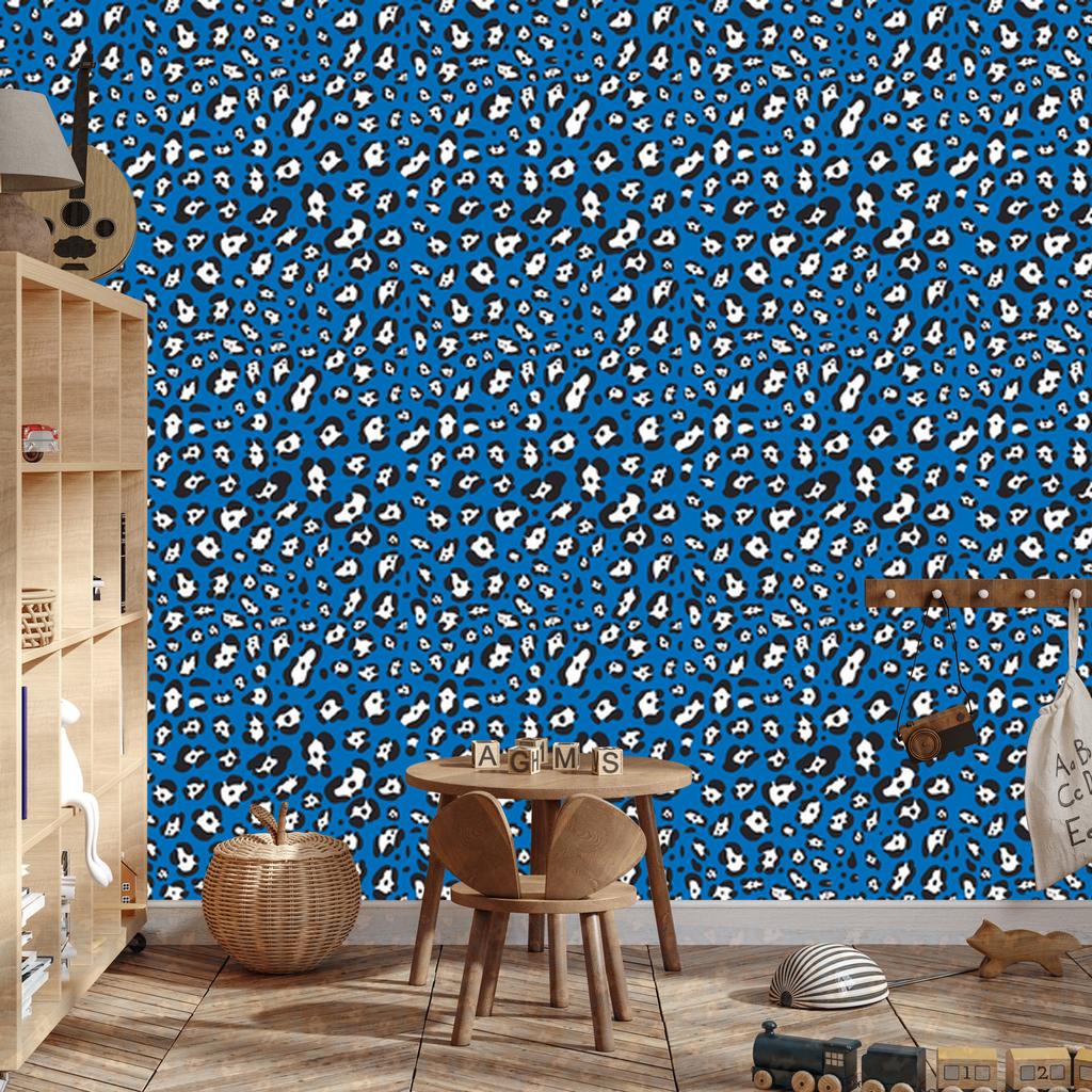 Blue Animal Skin Wallpaper, Blue, Navy Blue, and Gray, 50x1000
