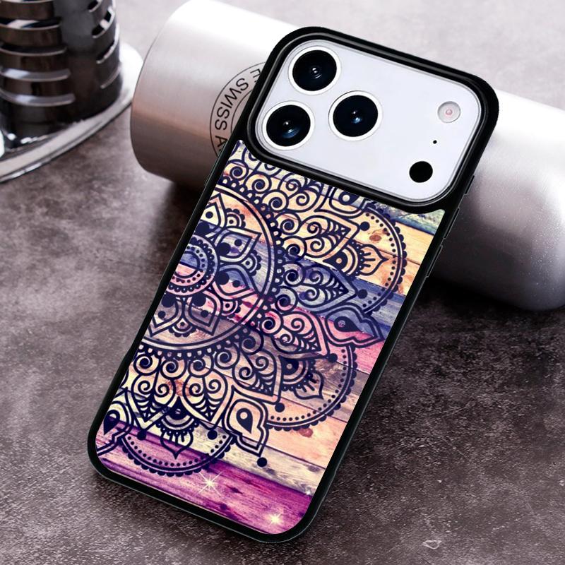 Indian Floral Henna Mandala Phone Case for iPhone 17 16 15 Pro Max Air 14 13 12 11 Plus Shockproof Cover