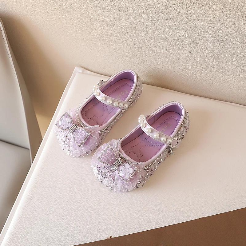 Детская кожаная обувь для вечеринки, свадьбы, универсальные роскошные туфли на плоской подошве с бантом для девочек, модные, милые, шикарные, детские, повседневные туфли принцессы