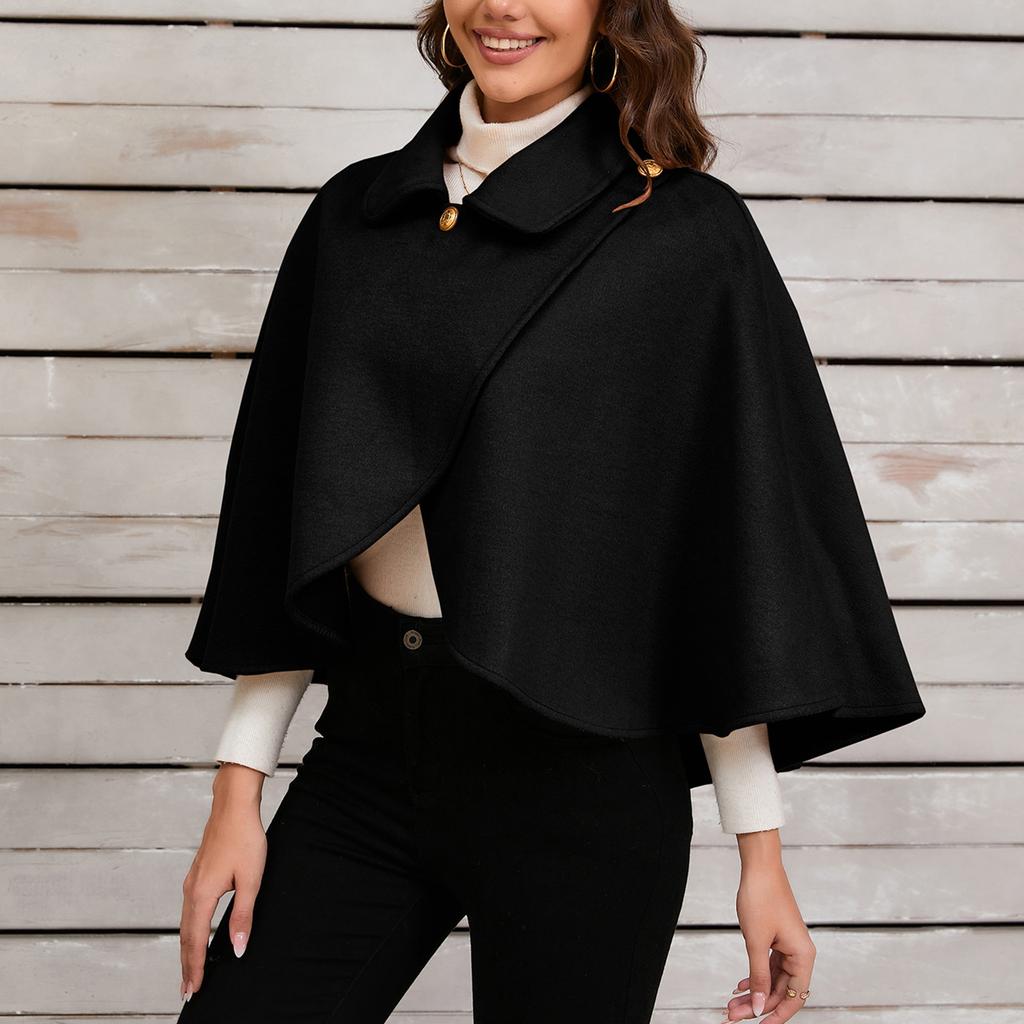 Women's Fashion Wool Tweed Jacket Short Versatile Cape Shawl