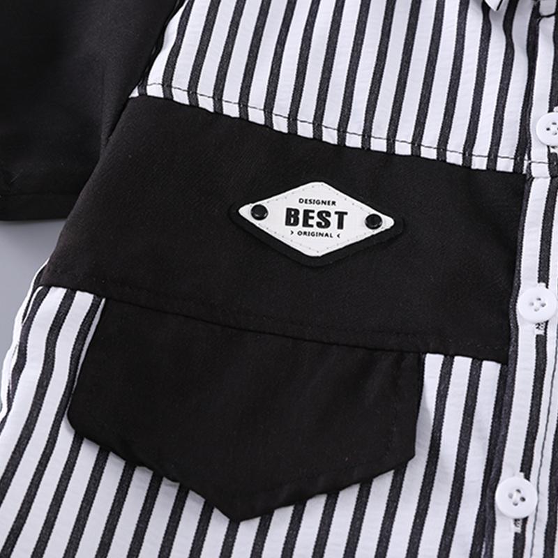 Комплект с короткими рукавами для мальчика 0-5 лет Детская полосатая рубашка с воротником+шорты Комплект из двух предметов Модная одежда Для мальчиков Малыши