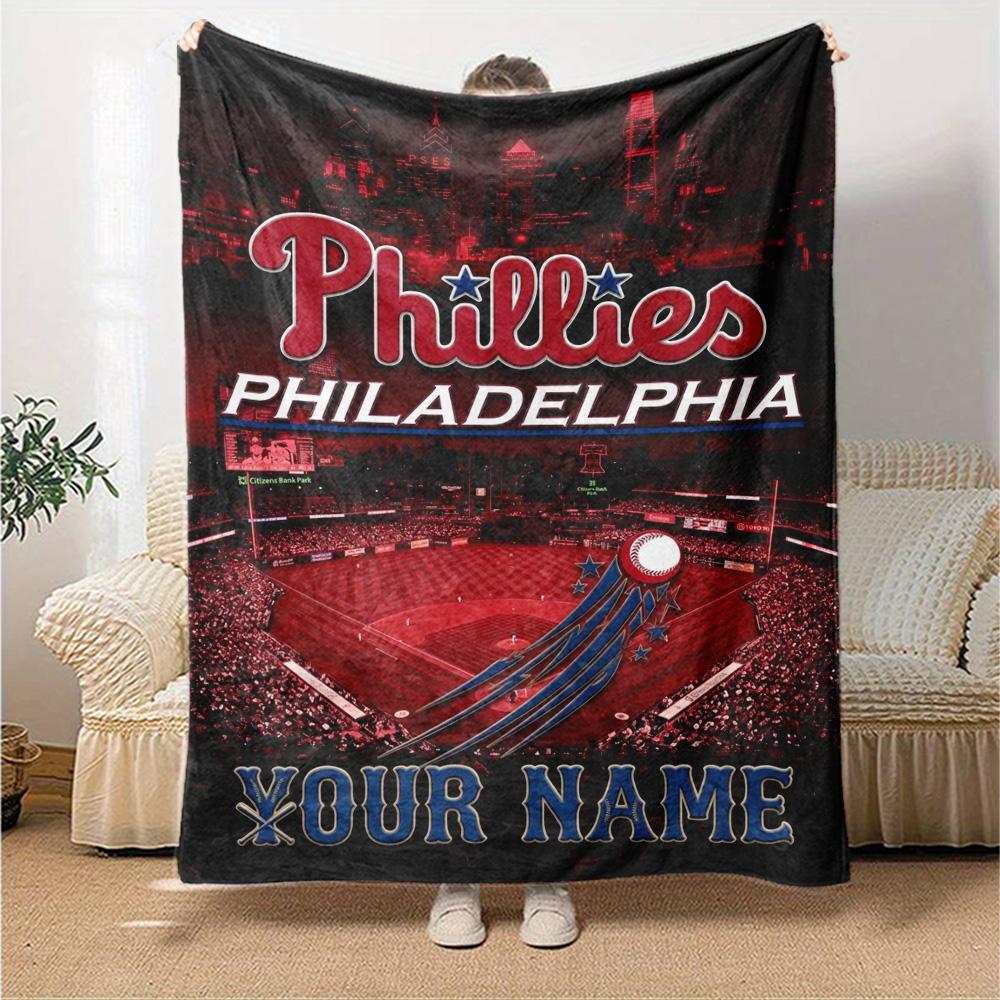 Name Custom Philadelphia phillies Print Flannel Blanket High Quality Warm Comfortable Cover for All Seasons Perfect for Gifts Home Decor