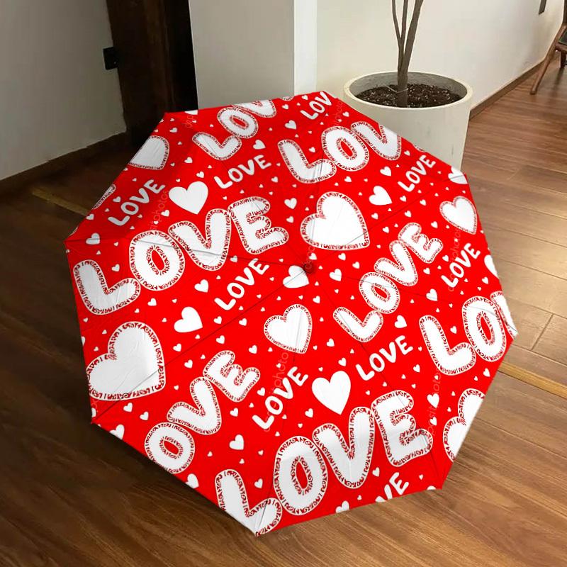 1pc Love, Heart Automatic Folding Umbrella, Heavy-Duty 8-Rib Construction, Perfect for Everyday yy251114180