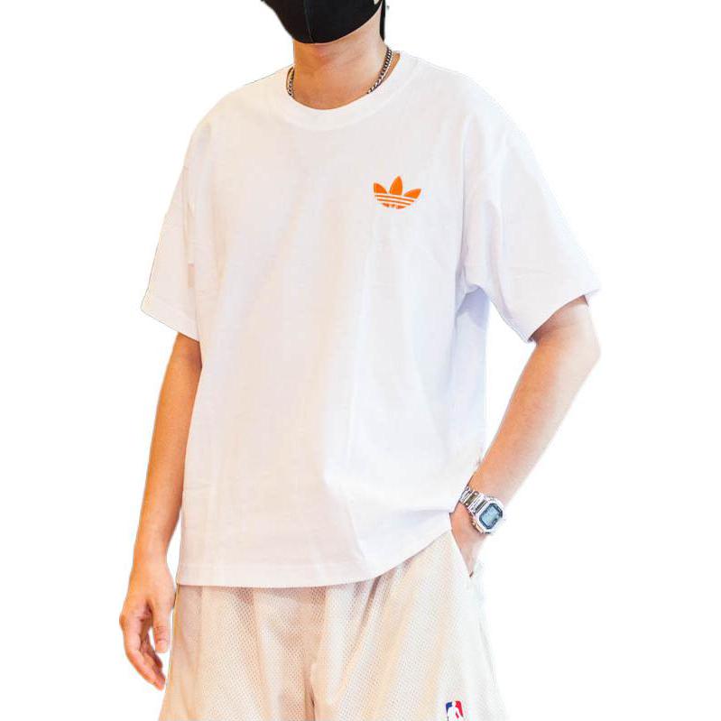 adidas Хлопковая футболка с логотипом Originals, топы унисекс, белая H47112