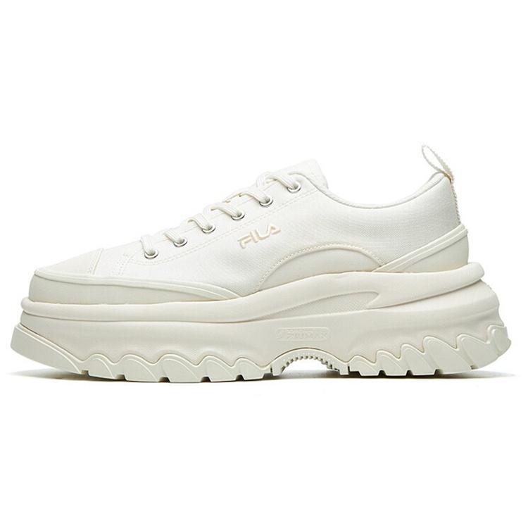 FILA Lava Canvas Abrasion Resistant Height Increasing Slip Resistant Low top Casual Shoes Women's Milk White F12W124155FGD