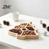 Holiday Table Centerpieces Wooden Christmas Divided Tray, Gingerbread Man Santa Xmas Tree Compartment Snack Claus Party Platters Platter, Wood