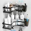 2pcs/set Wrought Iron Tripod Bathroom Punching-free Storage Rack Bathroom Wall-mounted Toiletries Finishing Rack
