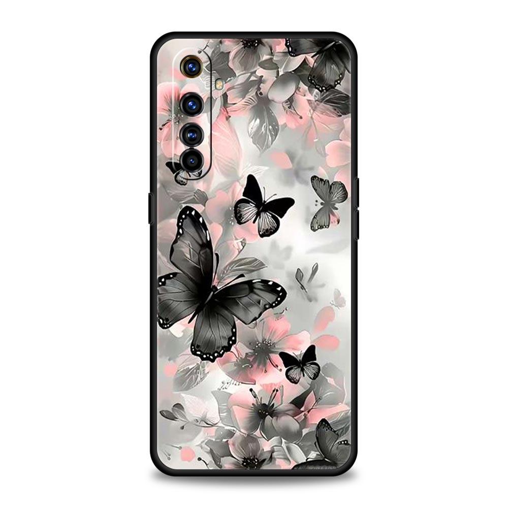 Модный чехол для телефона Realme 13 12 11 10 9 Pro Plus GT3 GT2 C21 C25 C35 C53 C55 C67 Pro с рисунком «Бабочка и цветок», из мягкого ТПУ