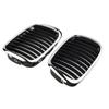 2x For Front Grille Grill Chrome Black For E39 5-Series 525 530 535 540 M5 97-03  Front Hood Grille Grill Kit