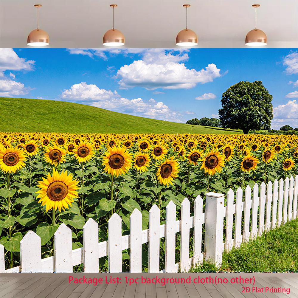 2D plane golden sunflowers in the sunlight suitable for rooms homes gardens and outdoor celebrations polyester fiber