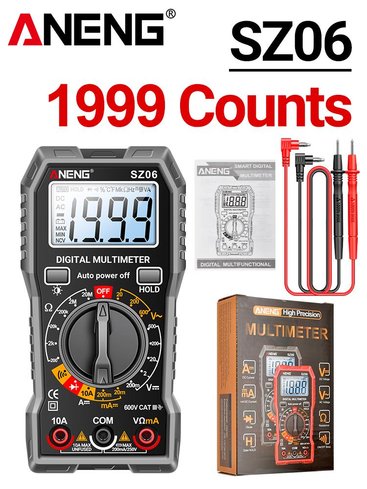 Digital Multimeter AC/DC Ammeter 1999 Counts Multitester 600V Voltmeter Multimetr Voltage Resistance Meter Diode Tool ANENG SZ06