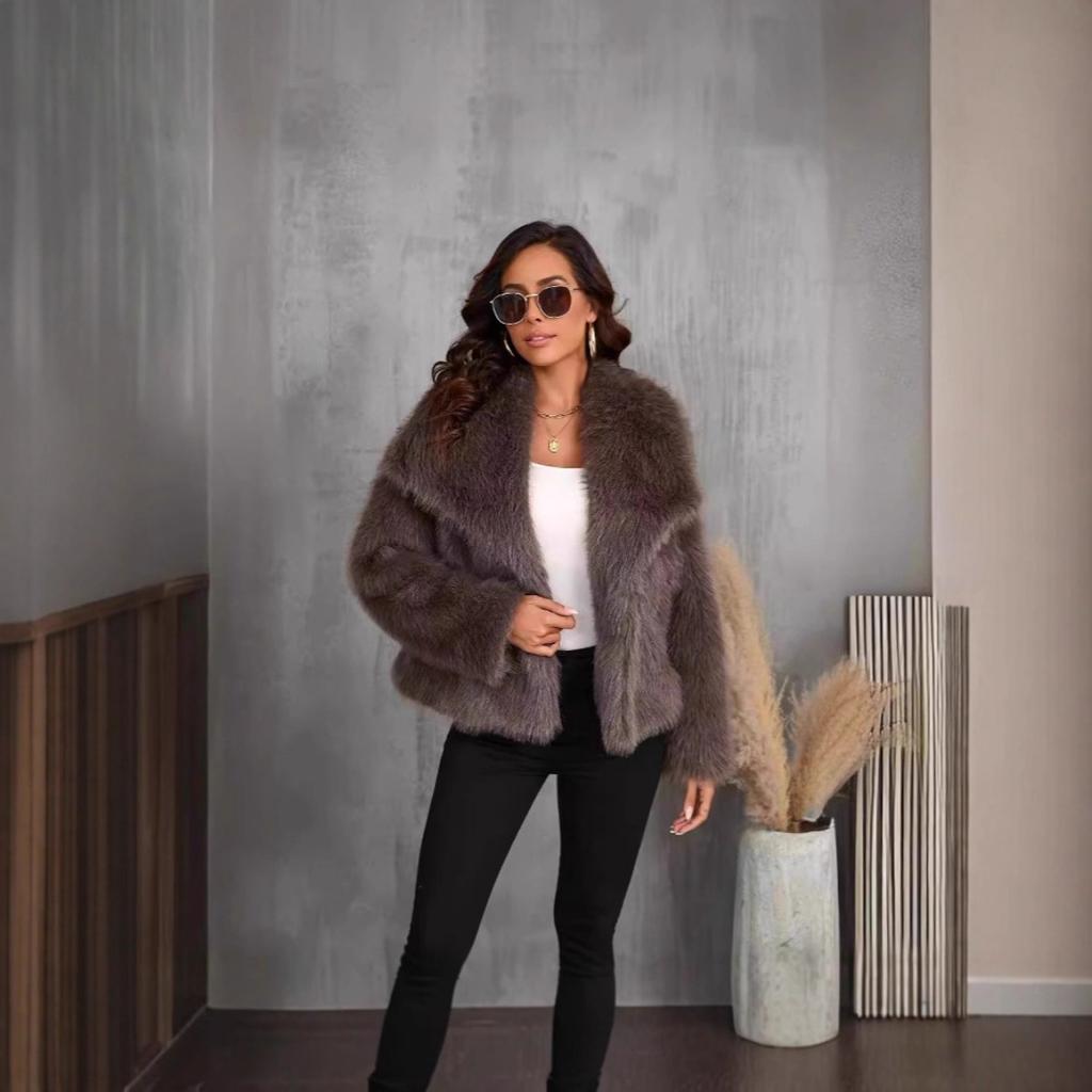 Fur Big Collar Synthetic Fur Coat Short Fashion Imitation Fox Fur Coat Fluffy Plush Women's Clothing
