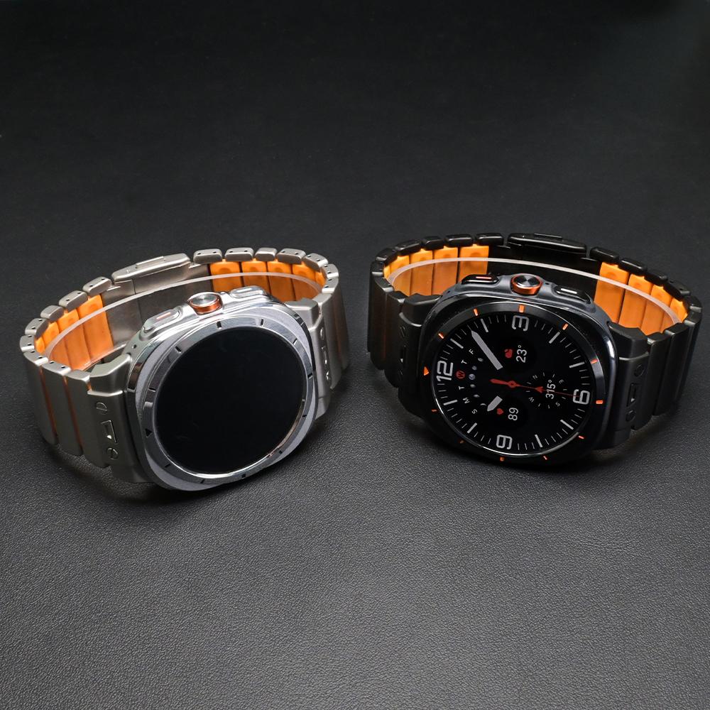 Титановый ремешок для часов для Samsung Galaxy Watch 8 Classic 46 мм 44 мм без зазоров металлический резиновый ремешок для Samsung Galaxy Watch7 Ultra 47 мм 2025/2024 мужской браслет