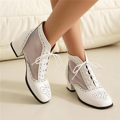 Женские сетчатые сапоги на низком каблуке, весенние и осенние, универсальные, на толстом каблуке, большие размеры, на шнуровке, классные сапоги