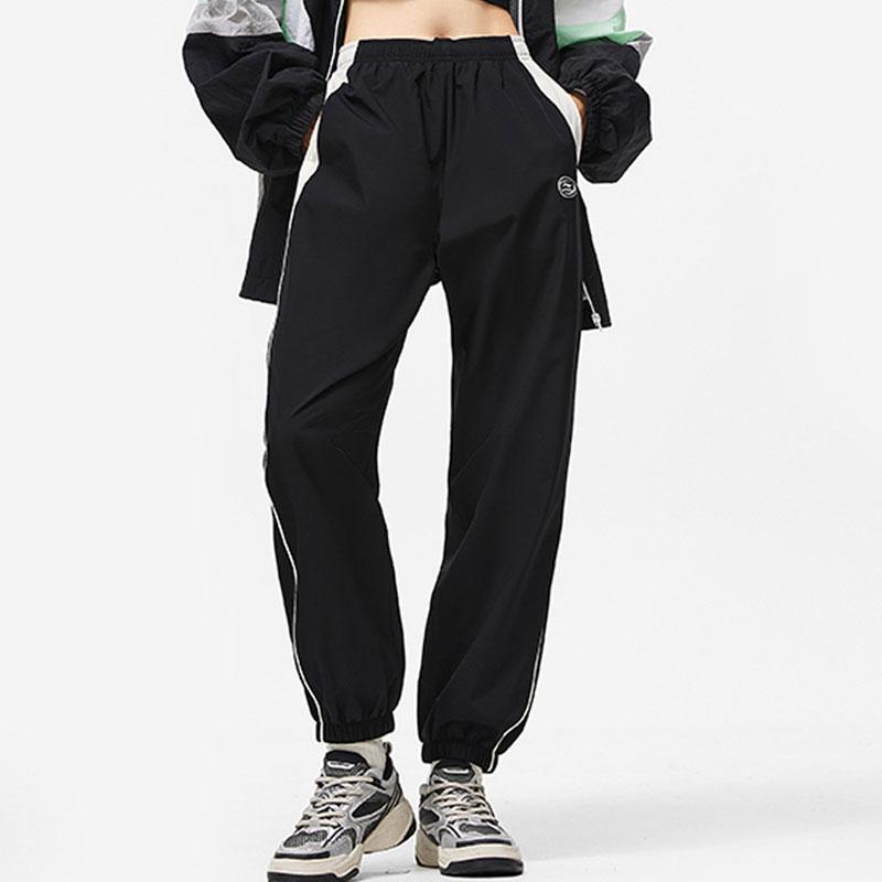 Li-Ning Color Block Tapered Woven Knit Sports Pants Women Bottoms Black AYKU036-3