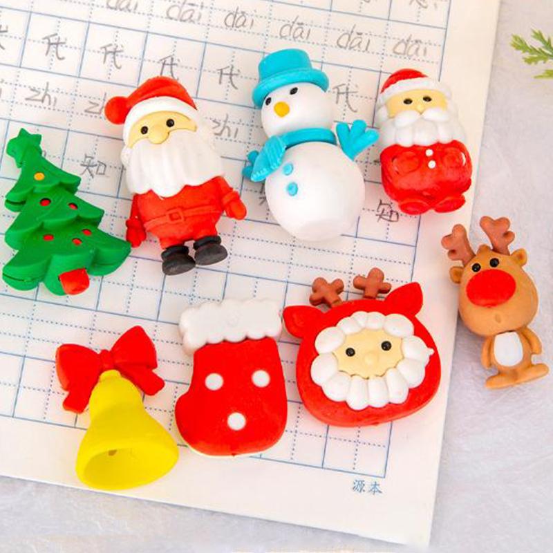 4 шт./набор школьных принадлежностей мультфильм милый Санта-Клаус снеговики рождественская елка ластик студенческие канцелярские принадлежности креативные рождественские подарки