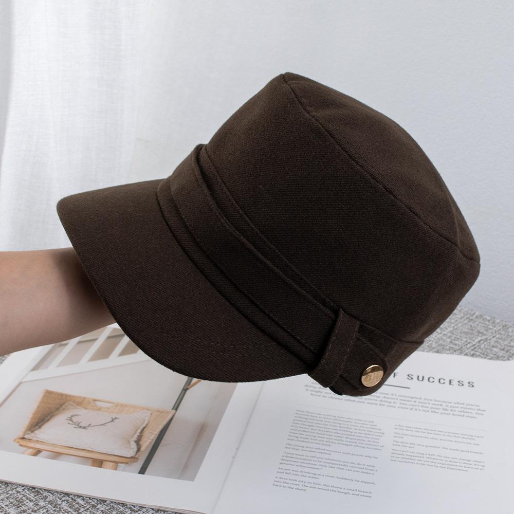 Autumn and winter flat top hat retro equestrian hat women's versatile solid color face newsboy hat old money style painter hat