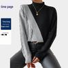 Women's Color Block Half-High Collar Cable Knit Sweater - Autumn/Winter European & American Loose Casual Style