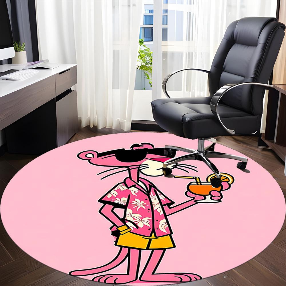 1pc Hawaiian Shirt Pink Panther Office Round Area Rug, Under Office Chairs Bedroom Living Room Home Decor, Available in Various Sizes0