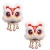 1 Pair Chinese Style Plush Dancing Lion Doll Hair Clips Tassels Cartoon Hairpins Alligator Clips Hanfu Hair Accessories