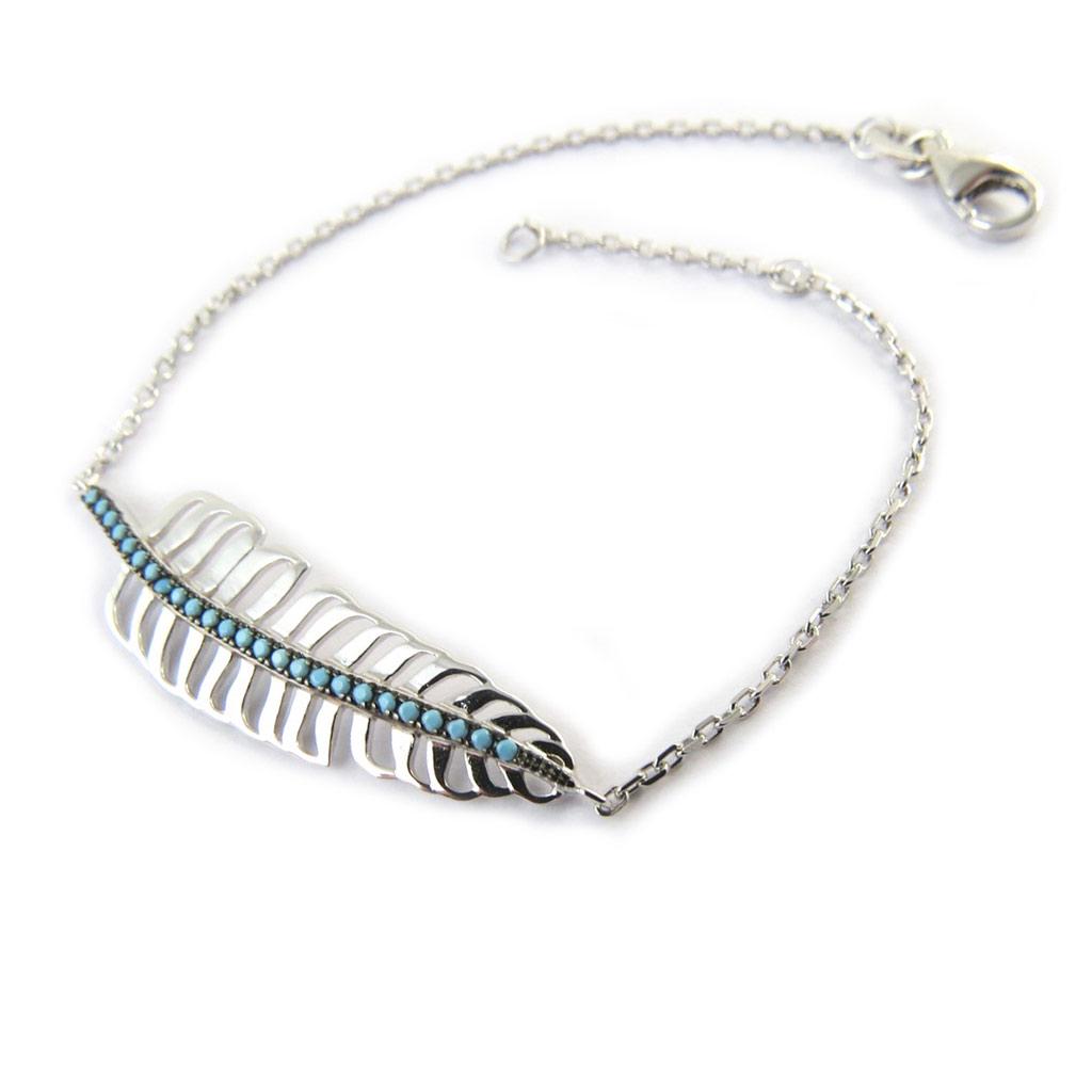 Les Trésors De Lily [N6212] - Silver Bracelet 'Navajos' Silver Turquoise (rhodium Plated)