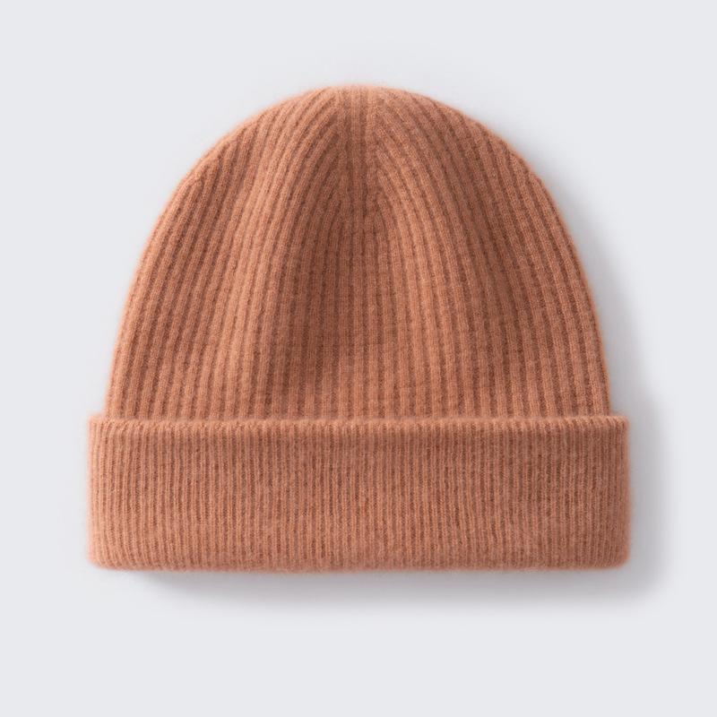 % Pure cashmere hat autumn and winter thickened classic versatile knitted wool headgear, ear protection and thermal hat