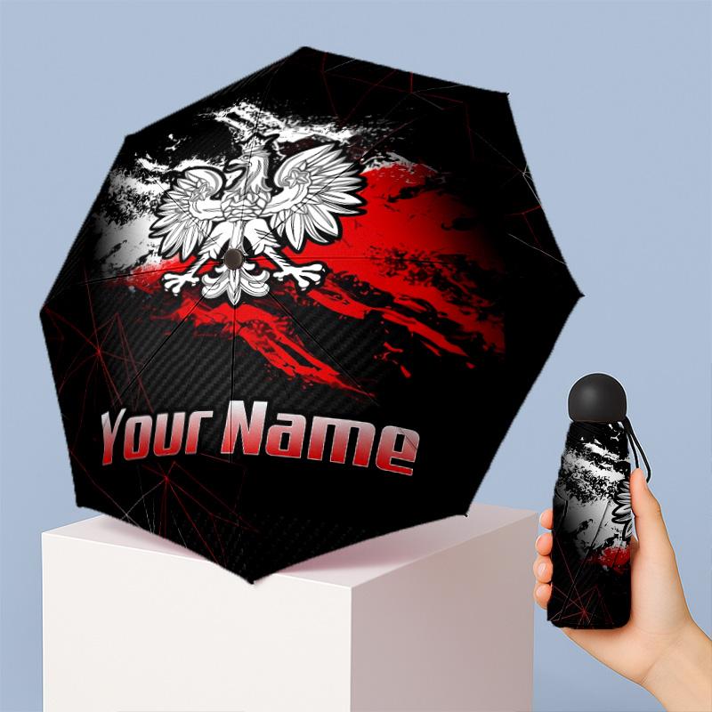 Poland Manual Five Fold 8 Rib Umbrella Support Custom Text, Lightweight Travel Umbrella