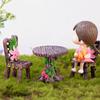 3pcs / Set Table Chair Resin Crafts Micro Landscape Ornament Fairy Garden Miniature Decoration