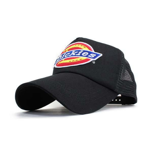 Dickies Standard Mesh Cap for Men and Women, Popular and Trendy, Perfect Father's Day Gift (Standard (Black with Color Logo)) Free Size